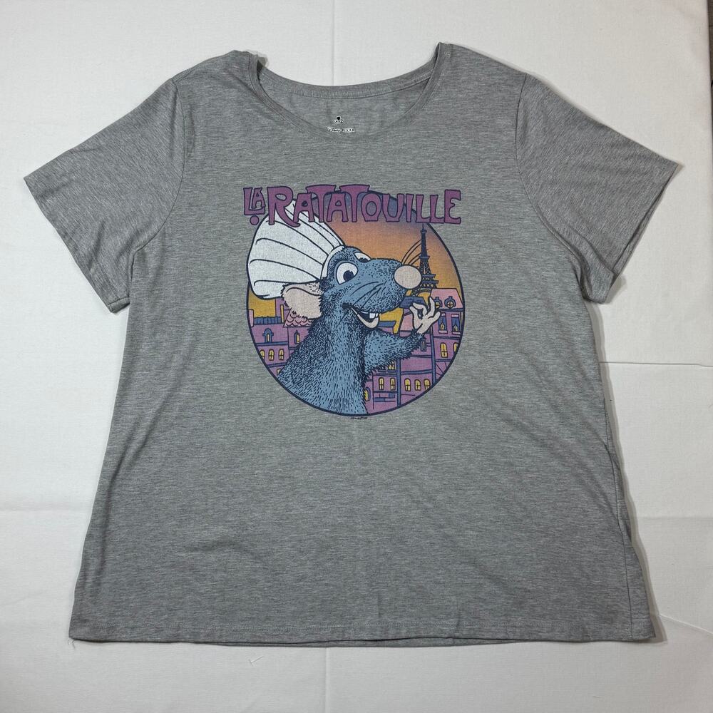 Women’s 3X Gray “La Ratatouille” Remy Paris Sunset Graphic Tee